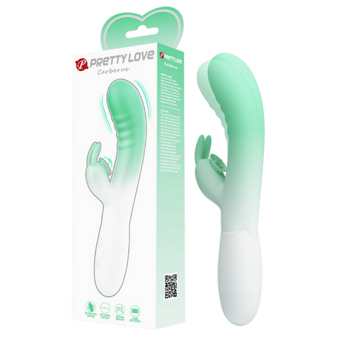 Pretty Love Cerberus 30 Function Vibrating Rabbit Massager Seafoam / White - Rabbit Vibrators