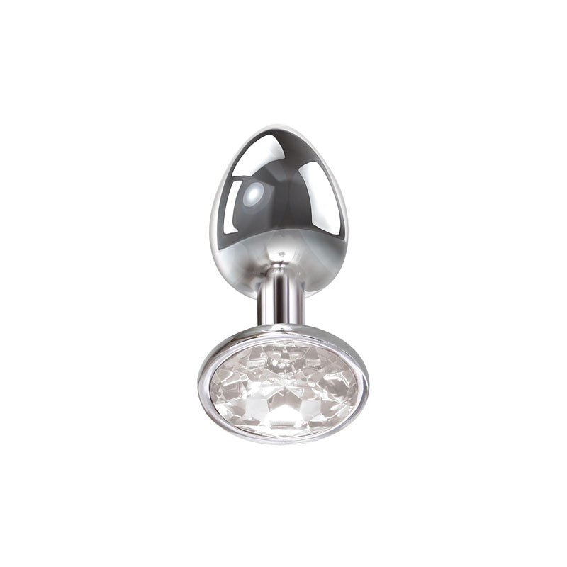 Adam & Eve Metallic Butt Plug with Clear Gem Base - - Butt Plugs