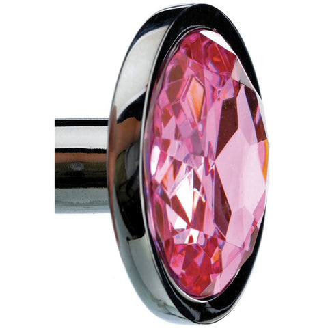 Adam & Eve Silver Metal Butt Plug with Pink Gem Base - Butt Plugs