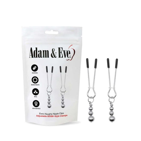 Adam & Eve 2 Piece Naughty Nipple Clips Set Adjustable - Nipple and Clit Clamps