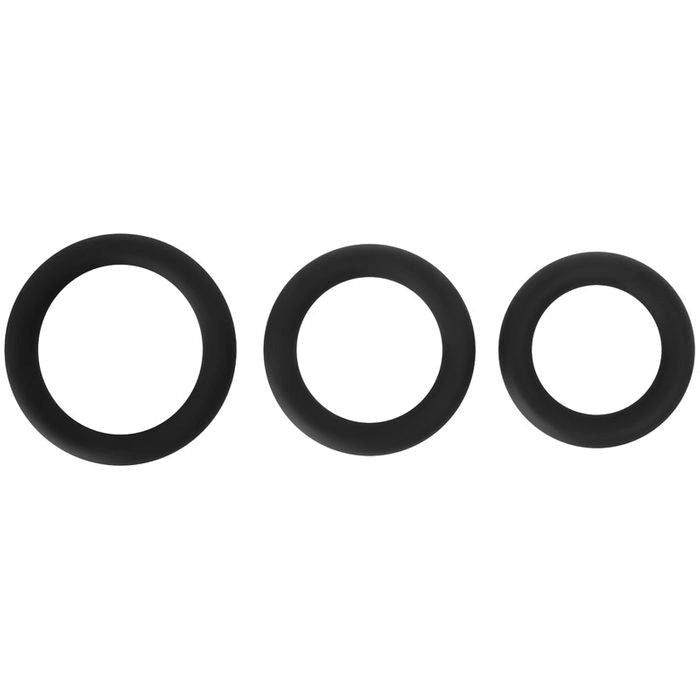 Adam & Eve 3 Sizes Silicone Penis Rings Set Black Enhanced Performance - - Cock Ring Sets