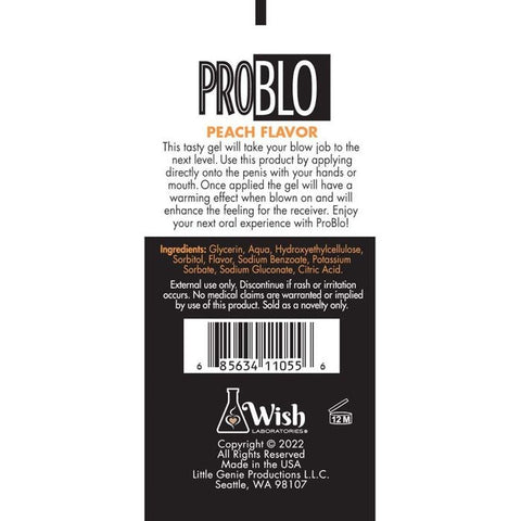 Little Genie ProBlo Oral Pleasure Peach Flavoured Blowjob Gel Creates Heat - Massage Oils and Lubricants