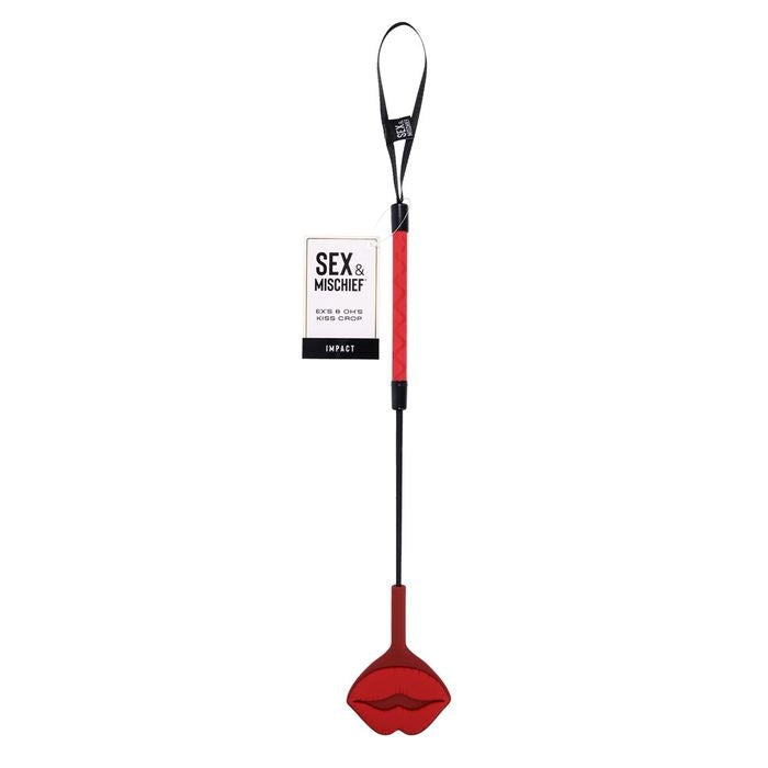 Sportsheets S&M Exs & Ohs Kiss Silicone Tipped Crop BDSM Whip Red Impact Play - - Whips And Crops