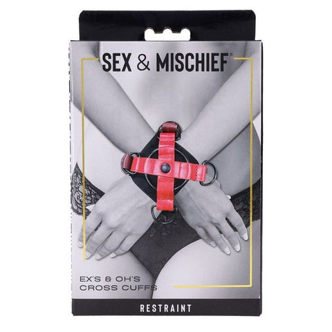 Sportsheets S&M Exs & Ohs Cross BDSM Cuffs Restraints Red/Black Premium Design - Cuffs And Restraints