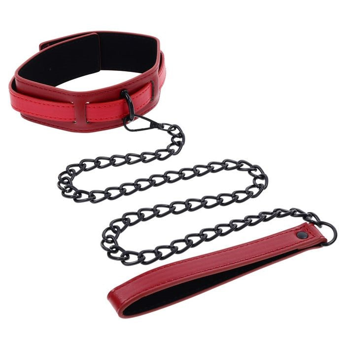 Sportsheets S&M Exs & Ohs Collar and Leash Red BDSM Restraint Set - - Collars and Leads