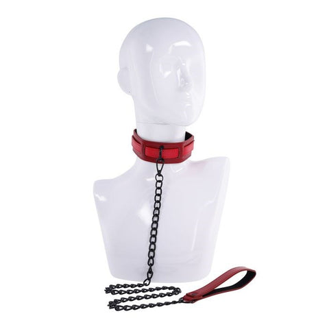 Sportsheets S&M Exs & Ohs Collar and Leash Red BDSM Restraint Set - Collars and Leads