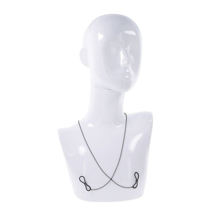 Sportsheets S&M Exs & Ohs Body Jewelry Metal Chain with Nipple Ties - - Collars and Leads
