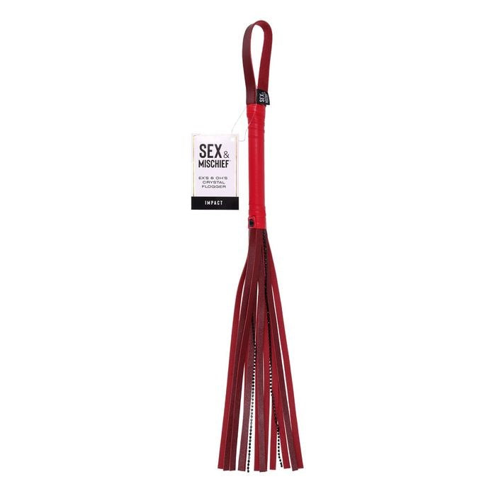 Sportsheets S&M Exs & Ohs Crystal BDSM Flogger Whip Red Impact Play - Whips And Crops