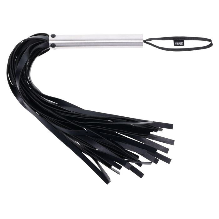 Sportsheets EDGE Bondage Flogger Whip with Metal Handle Black 30 Falls - - Whips And Crops