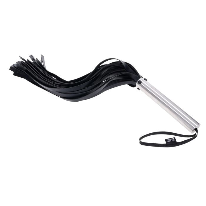 Sportsheets EDGE Bondage Flogger Whip with Metal Handle Black 30 Falls - - Whips And Crops