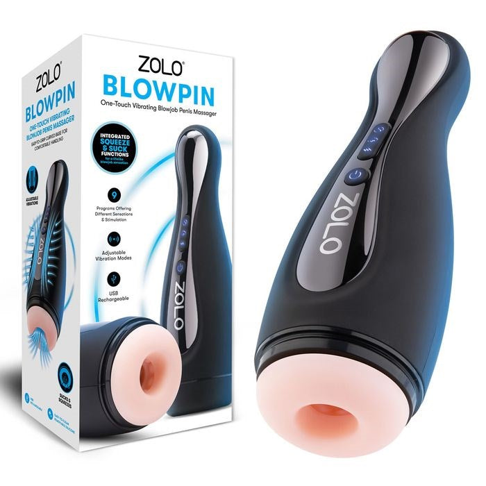 Xgen Products Zolo Blowpin Auto Sucking and Vibrating Male Masturbator Flesh - - Masturbators and Strokers