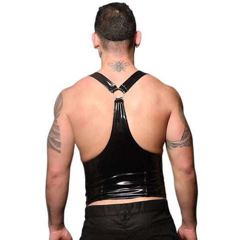 Andrew Christian Mens Corset Harness Black with Adjustable Tie Up Design - His Fetish