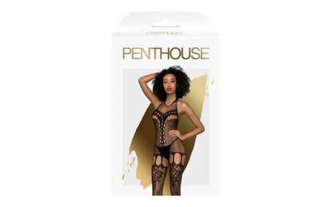Penthouse Lingerie Fancy Me Sexy Bodystocking Black Halter Strap Design - Body Stockings