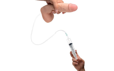 XR Brands Loadz Realistic Squirting Dildo with Syringe 9 Inch Dual Density - Realistic Dildos