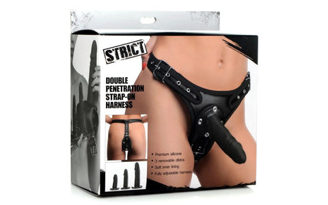 XR Brands Strict Double Penetration Strap On Harness Premium Sex Toy System - Strap On Sextoys