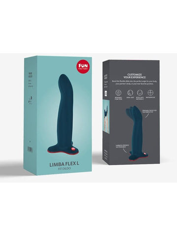 Fun Factory Limba Flex L Fit Non Vibrating Dildo Velvet Blue Poseable Shaft - Anal Dildos