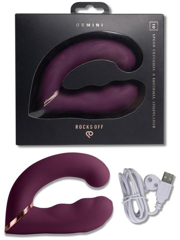 Rocks Off Gemini USB Rechargeable G Spot Vibrator Burgundy Dual Motor - G-Spot Vibrators