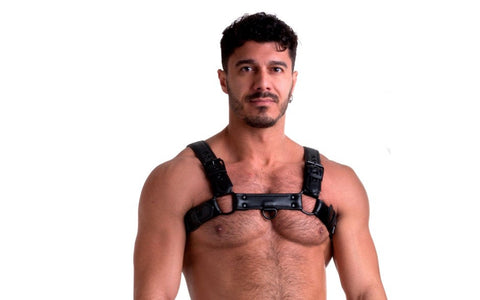 Sport Fucker Vegan Bulldog BDSM Play Harness Black with Dual D Rings - Cuffs And Restraints