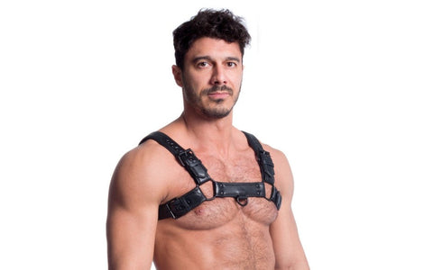 Sport Fucker Vegan Bulldog BDSM Play Harness Black with Dual D Rings - Cuffs And Restraints