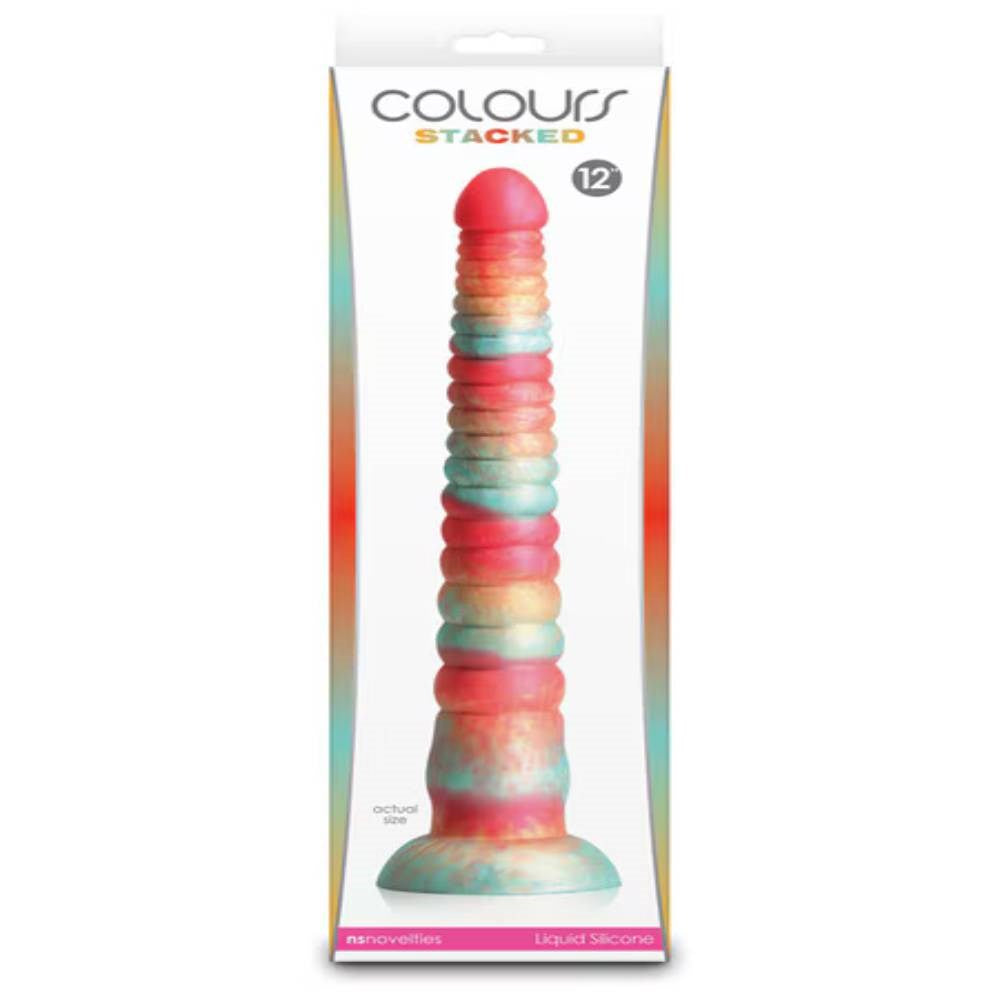 NS Novelties Colours Stacked 12 Inch Silicone Dildo Premium Body Safe Design - - Realistic Dildos