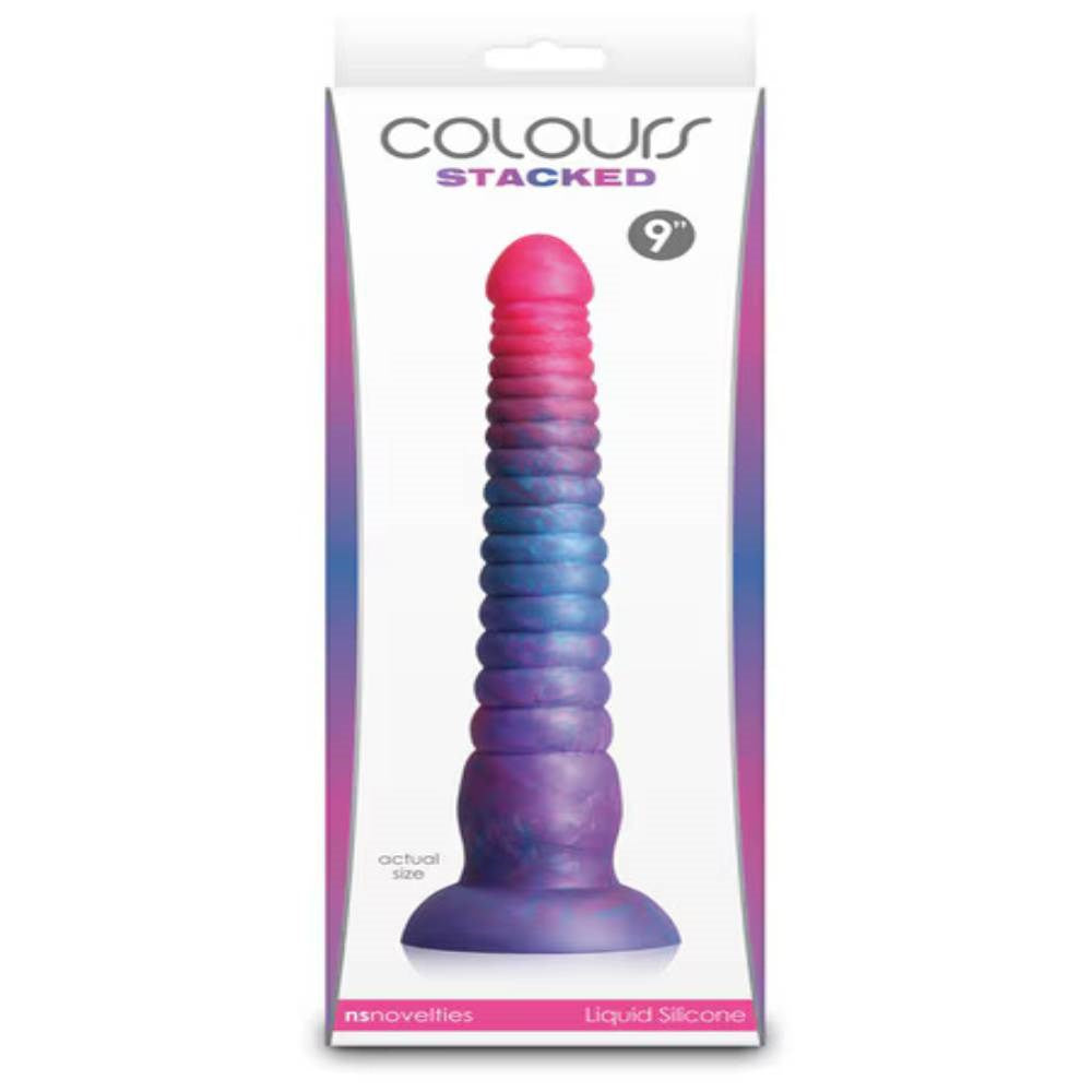 NS Novelties Colours Stacked 9 Inch Realistic Dildo Premium Silicone - - Realistic Dildos