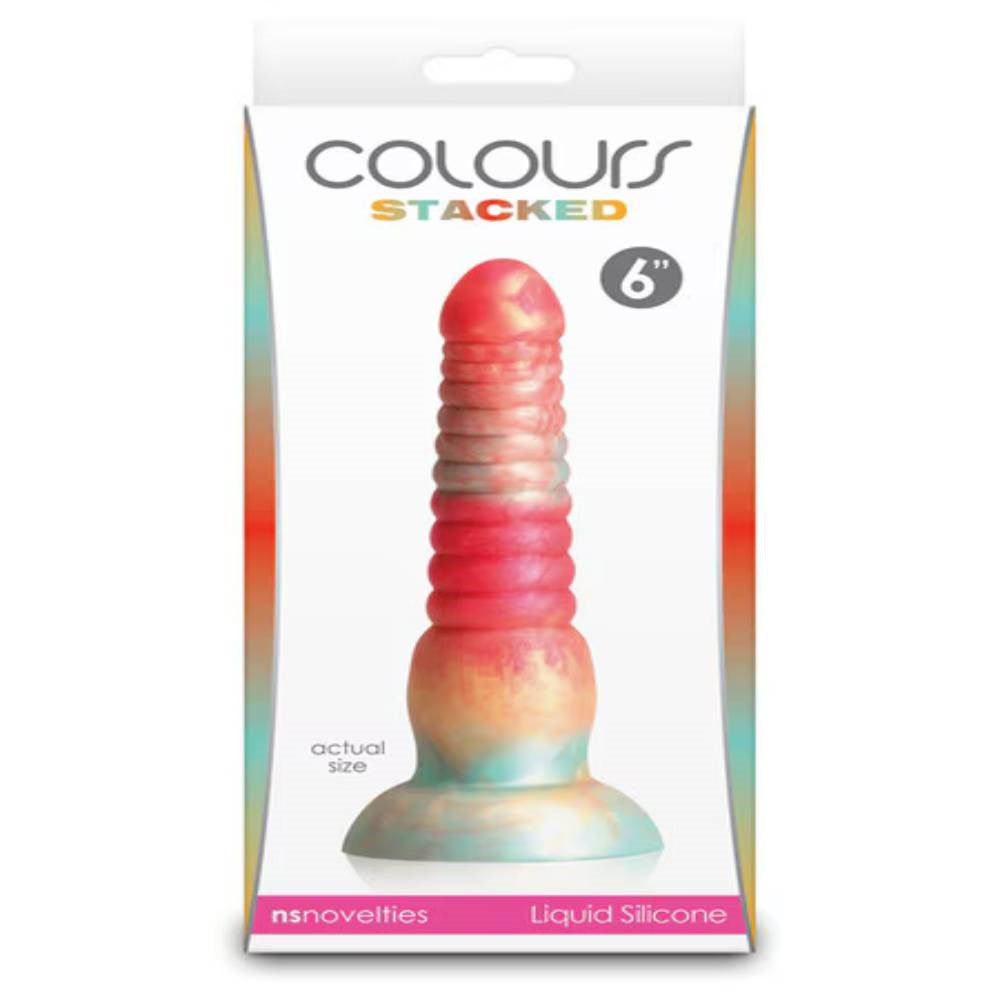 NS Novelties Colours Stacked 6 Inch Silicone Dildo Premium Body Safe Design - - Realistic Dildos