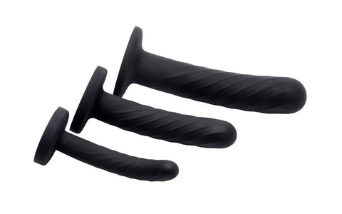 XR Brands Strap U Trinity Strap On Silicone Dildo Set 3 Piece Progressive - Strap On Sextoys