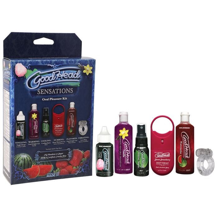 Doc Johnson GoodHead Lotion Sensations Kit 6 Piece Complete Oral Enhancement - - Massage Oils and Lubricants