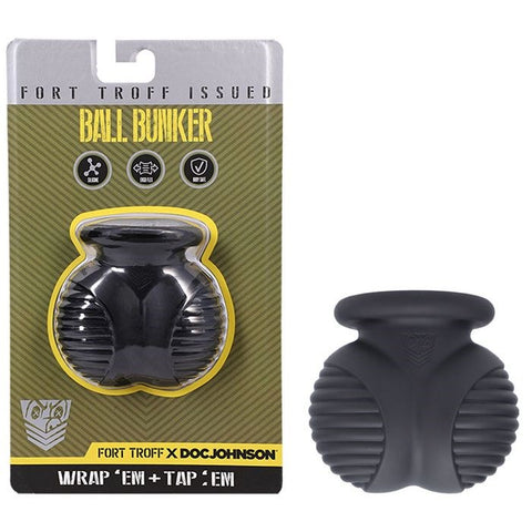 Doc Johnson Fort Troff Ball Bunker Ball Stretcher Black Premium Silicone - Ball Stretchers and Crushers
