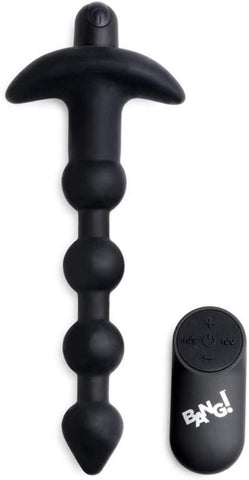 XR Brands Bang Remote Control Vibrating Anal Beads Black 11 Vibration Modes - Anal Beads and Balls