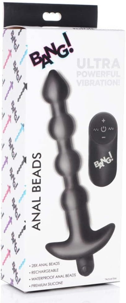 XR Brands Bang Remote Control Vibrating Anal Beads Black 11 Vibration Modes - - Anal Beads and Balls