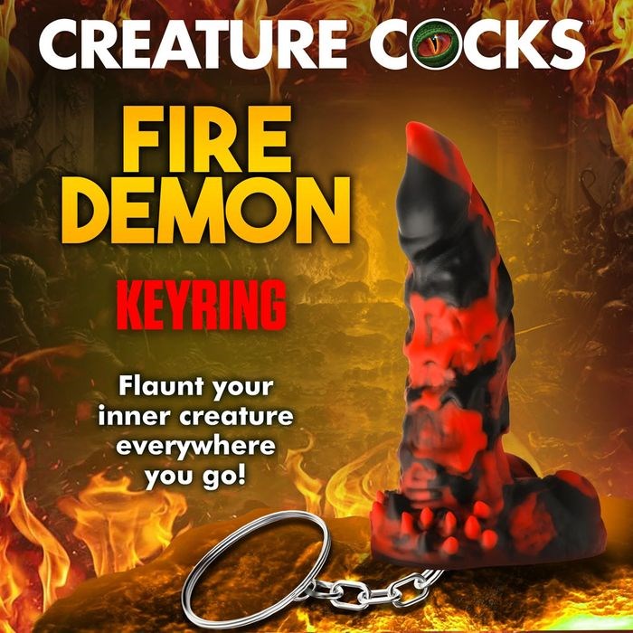 XR Brands Creature Cocks Fire Demon Fantasy Dildo Keyring Premium Collectible - - Party Gifts and Novelties