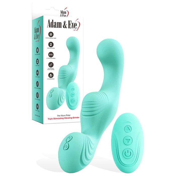 Adam & Eve The Wave Rider Triple Stimulator Grinder Pad Teal with Dual Motors - - Remote Control Vibrators