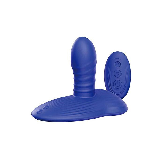 Adam & Eve Midnight Rider Vibrating Thrusting Grinder Blue Dual Motor - - Remote Control Vibrators