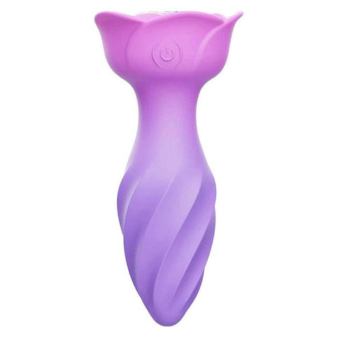 Adam & Eve Rotating & Vibrating Rose Anal Plug Pink Dual Motor - Butt Plugs