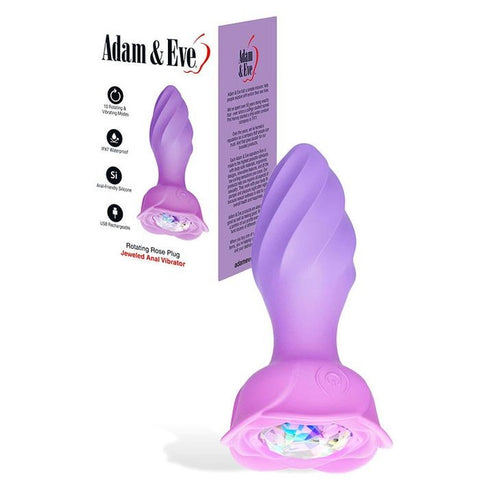 Adam & Eve Rotating & Vibrating Rose Anal Plug Pink Dual Motor - Butt Plugs