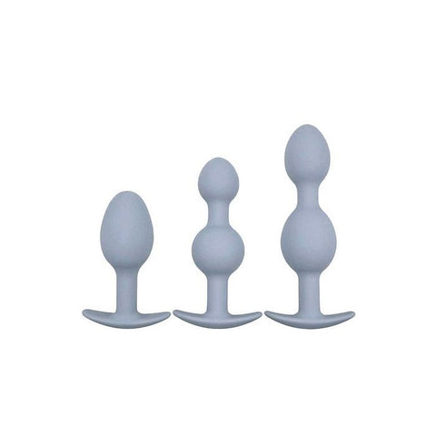Adam & Eve Vibra Ball Trio Weighted Anal Training Set Grey Progressive Butt Plugs - Butt Plugs