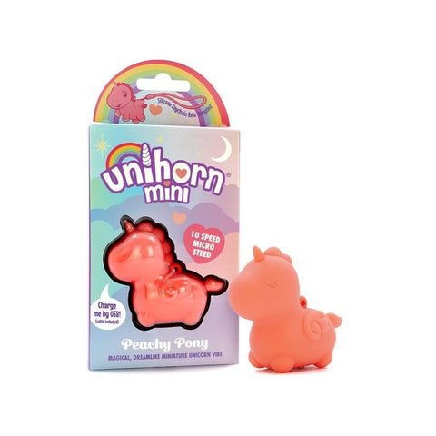 Unihorn Mini Peachy Pony Rechargeable Stimulator Peach Compact Clitoral Vibrator - Personal Massagers