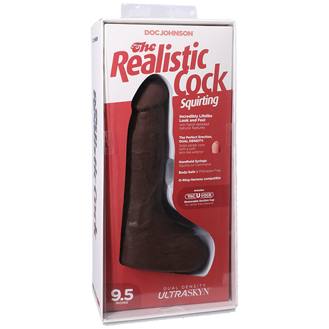 Doc Johnson Vac U Lock 9.5 Inch Ultraskyn Squirting Cock With Balls Dildo - Realistic Dildos