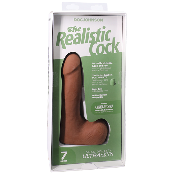 Vac-U-Lock Suction Cup 7 Inch Realistic Cock With Balls - - Realistic Dildos