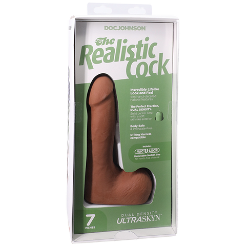 Doc Johnson Vac U Lock Suction Cup 7 Inch Realistic Cock With Balls ULTRASKYN - Realistic Dildos