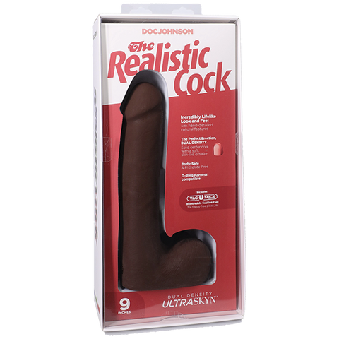 Doc Johnson Vac U Lock Suction Cup 9 Inch Realistic Cock With Balls ULTRASKYN - Realistic Dildos