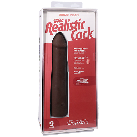 Doc Johnson Vac U Lock 9 Inch Realistic Dong With Removable Suction Cup - Realistic Dildos