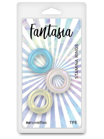 NS Novelties Fantasia Stamina Cock Rings Set Multicolor Thick TPE Design - Cock Ring Sets