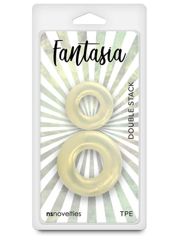NS Novelties Fantasia Double Stack Cock Rings Set Amber Dual Layer Design - Cock Ring Sets
