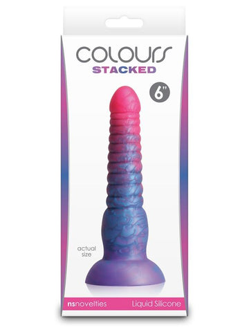 NS Novelties Colours Stacked 6 Inch Realistic Dildo Pink/Blue Premium Silicone - Realistic Dildos