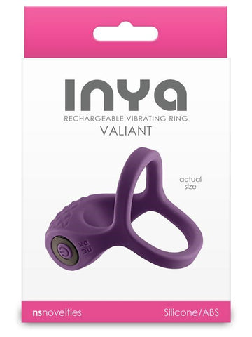 NS Novelties INYA Valiant Vibrating Cock Ring Berry with Dual Stimulation - Vibrating Cock Rings