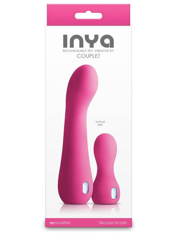 NS Novelties INYA Couplet Curved G Spot Vibrator Pink Dual Vibrator Set - G-Spot Vibrators