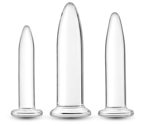 NS Novelties Crystal 3 Piece Anal Trainer Kit Clear Progressive Glass Training - Butt Plugs