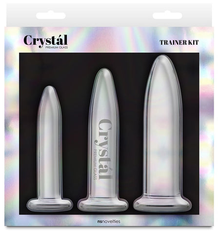 NS Novelties Crystal 3 Piece Anal Trainer Kit Clear Progressive Glass Training - Butt Plugs